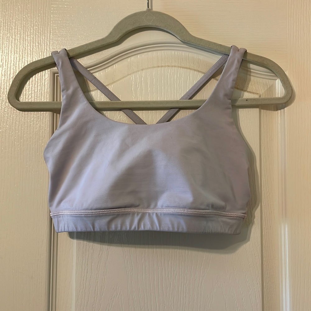 Lululemon Energy Bra, light pink, faded, size 8